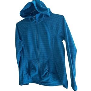 The North Face Blue Striped Full Zip Hoodie Jacket Athleisure‎ Large